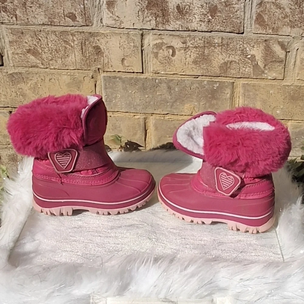 Nova Mountain Youth Pink Faux-Fur Sherpa Waterproof Winter Boots   Size 9 Kids